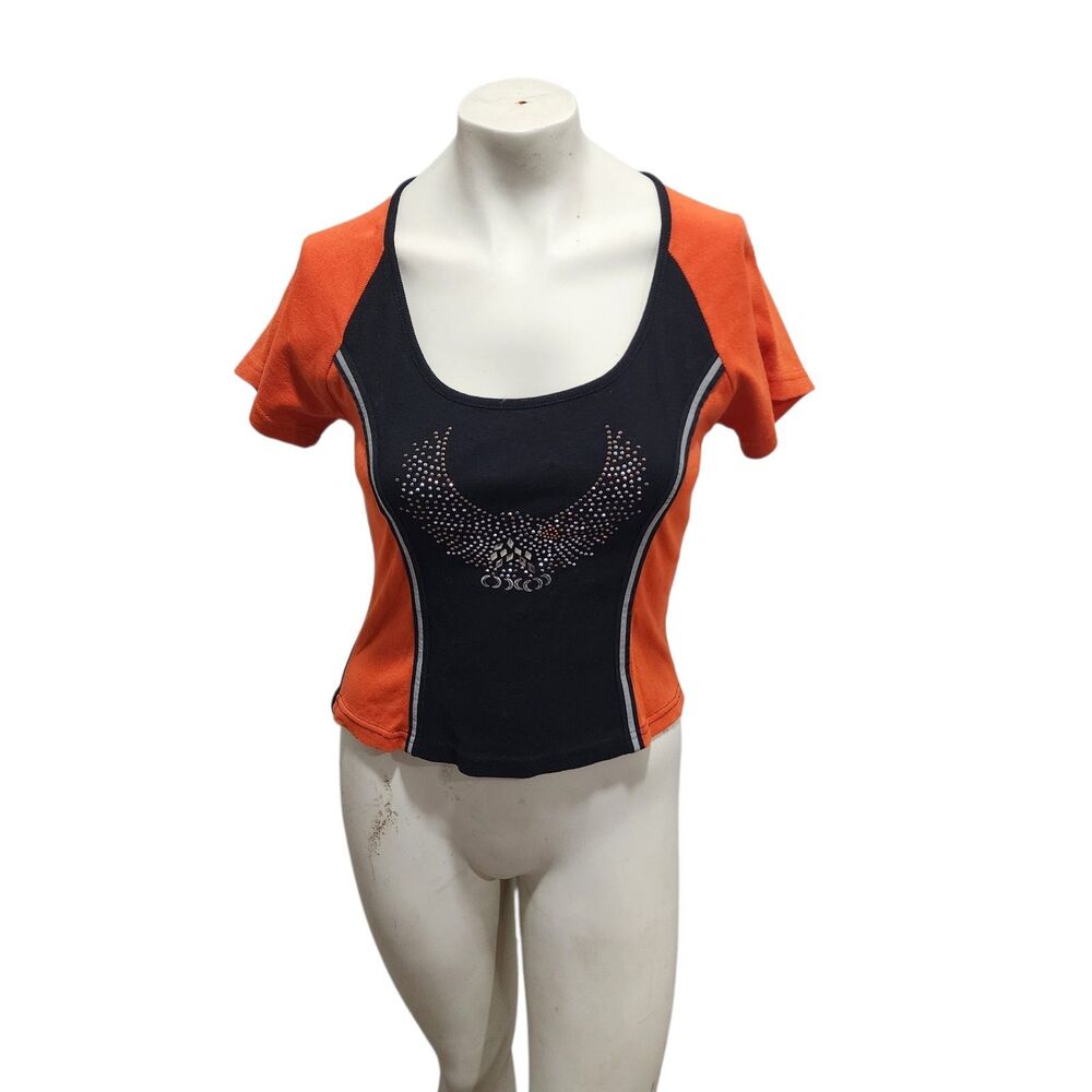 Vintage Biker Design Ladies L Biketoberfest 2005 Daytona Beach Rhinestone Eagle